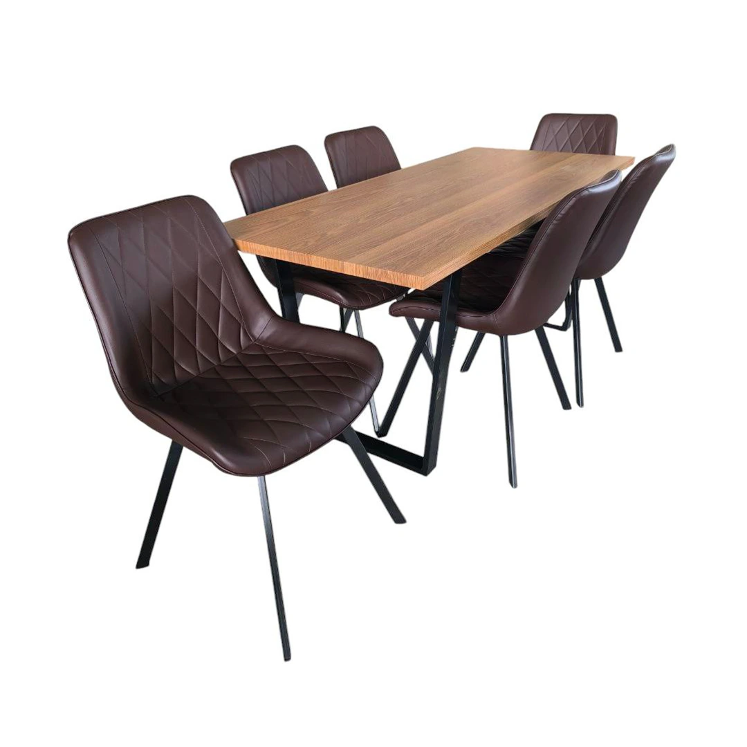 COMEDOR IMPERIAL RECT. T/MADERA 6 SILLAS CHOCOLATE  IGS0039
