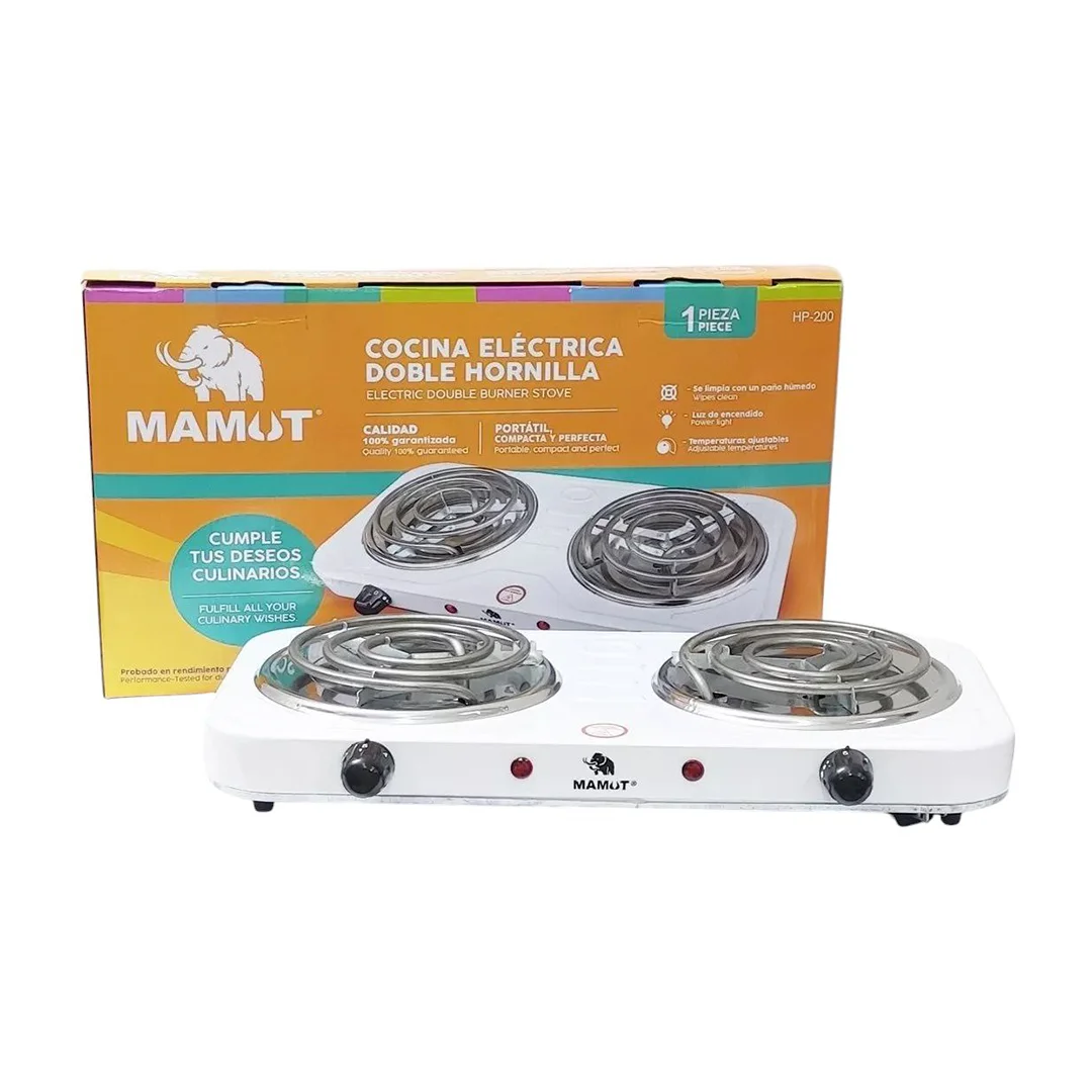 COCINA DE MESA ELECTRICA MAMUT HP-200M 2HORN 110V BLANCO