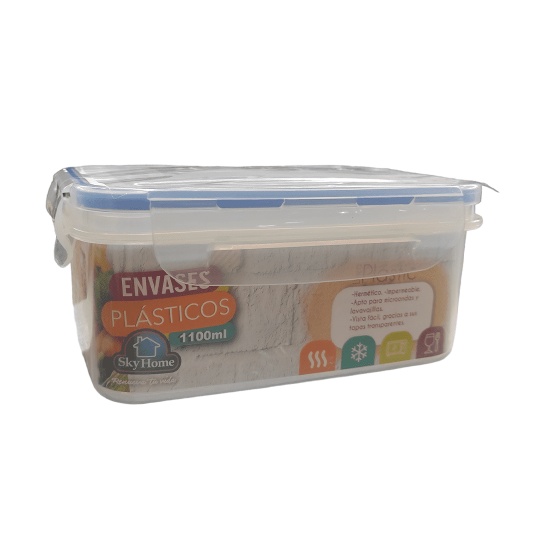 ENVASE PLASTICO SKY HOME RECTANGULAR DE 1100ML